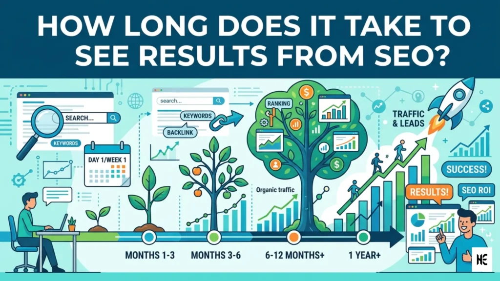 Infographic showing SEO timeline